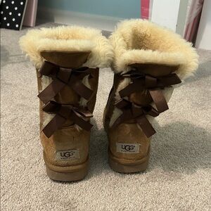 UGG Women's Tan and Cream Bow Boots